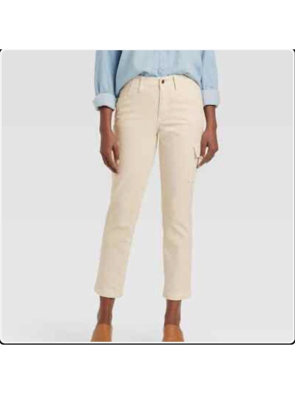 High-Rise Cargos Slim Straight Pants cream color women's size 16 new with tags